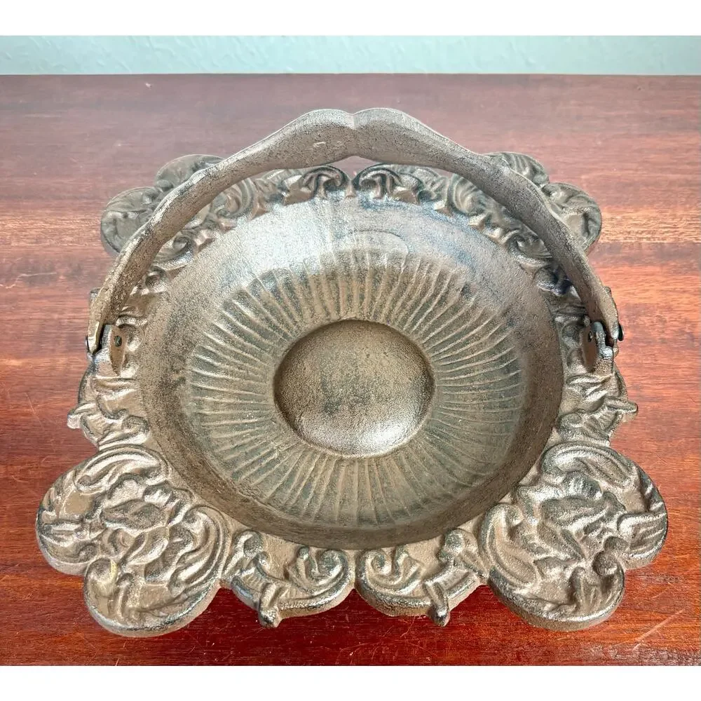 Cast Iron Basket Bowls Pair Victorian Style Decorative Centerpieces